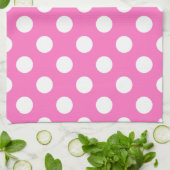 Linge De Cuisine Pois blancs sur rose (Plié)