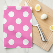 Linge De Cuisine Pois blancs sur rose (Quart Plié)