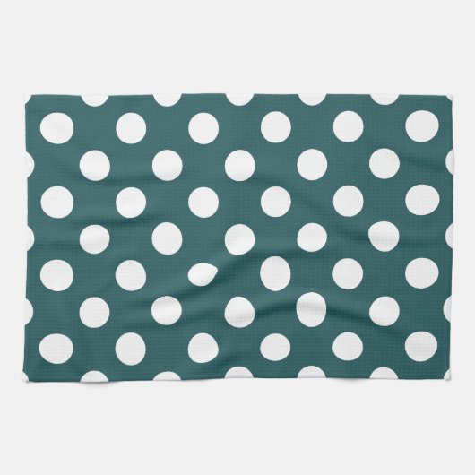 Linge De Cuisine Pois blancs sur turquoise (Horizontal)