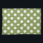 Linge De Cuisine Pois blancs sur vert olive<br><div class="desc">Pois blancs sur vert olive</div>