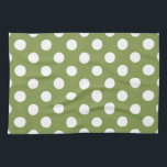 Linge De Cuisine Pois blancs sur vert olive<br><div class="desc">Pois blancs sur vert olive</div>