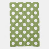 Linge De Cuisine Pois blancs sur vert olive (Vertical)