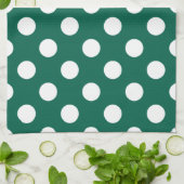 Linge De Cuisine Pois blancs sur vert sauge (Plié)