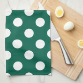 Linge De Cuisine Pois blancs sur vert sauge (Quart Plié)