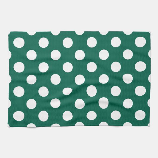 Linge De Cuisine Pois blancs sur vert sauge (Horizontal)
