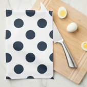 Linge De Cuisine Pois bleu marine foncé (Quart Plié)