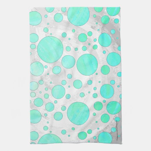 Linge De Cuisine Pois bleu Mint Ice Aqua (Vertical)