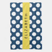 Linge De Cuisine Pois Bleus de la Marine, Motif Pot Polka, Votre No (Vertical)
