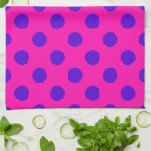Linge De Cuisine Pois bleus sur fuchsia (Plié)