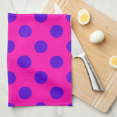 Linge De Cuisine Pois bleus sur fuchsia (Quart Plié)