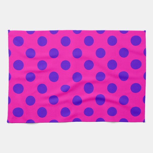 Linge De Cuisine Pois bleus sur fuchsia (Horizontal)