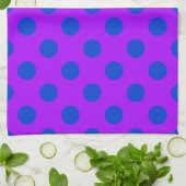 Linge De Cuisine Pois bleus sur violet (Plié)