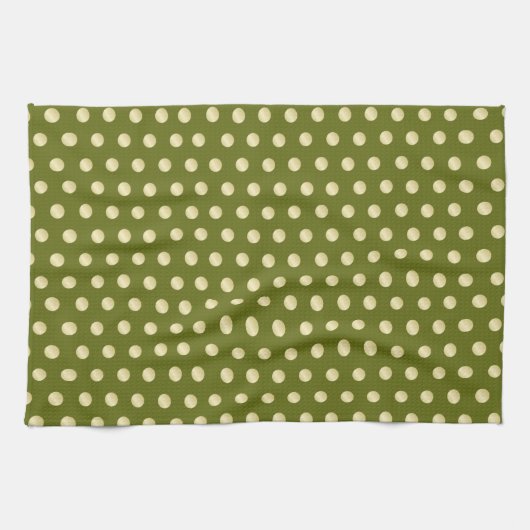 Linge De Cuisine Pois d'or sur le vert olive (Horizontal)