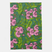 Linge De Cuisine Pois doux et bourdons, vert et rose (Vertical)