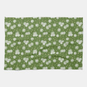 Linge De Cuisine Pois et marguerites - Blanc, Sable et Palm Green (Horizontal)
