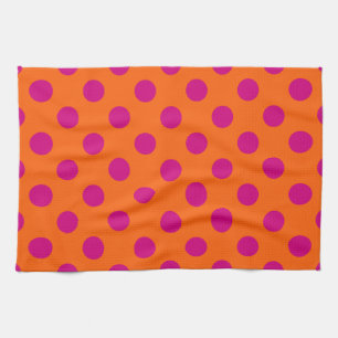 Linge De Cuisine Pois Fuchsia orange