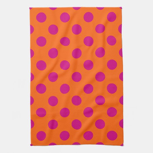 Linge De Cuisine Pois Fuchsia orange (Vertical)