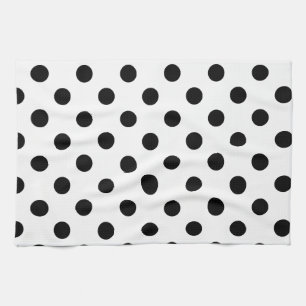 Linge De Cuisine Pois grand - noir sur le blanc