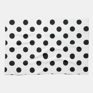 Linge De Cuisine Pois grand - noir sur le blanc
