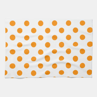 Linge De Cuisine Pois grand - orange-foncé sur le blanc
