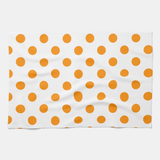 Linge De Cuisine Pois grand - orange-foncé sur le blanc (Horizontal)