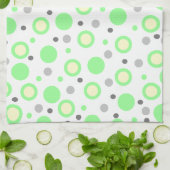 Linge De Cuisine Pois gris crème à la menthe verte (Plié)
