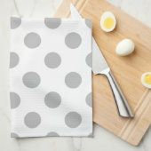 Linge De Cuisine Pois gris sur blanc (Quart Plié)