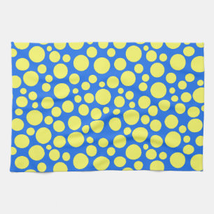 Linge De Cuisine Pois jaunes sur un arrière - plan bleu ciel