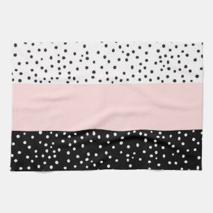 Linge De Cuisine Pois noir blanc rose d'aquarelle