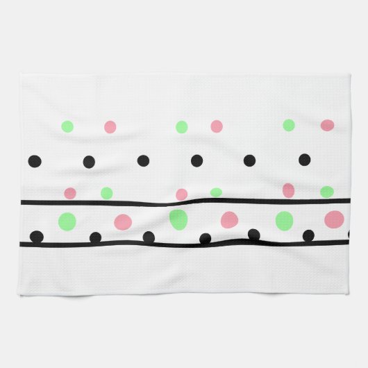 Linge De Cuisine Pois noir rose vert (Horizontal)