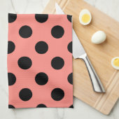 Linge De Cuisine Pois noirs à la pêche (Quart Plié)