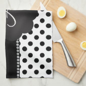 Linge De Cuisine pois noirs blancs monogrammes (Quart Plié)