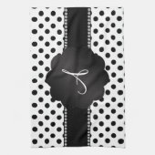 Linge De Cuisine pois noirs blancs monogrammes (Vertical)