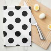 Linge De Cuisine Pois noirs en blanc (Quart Plié)