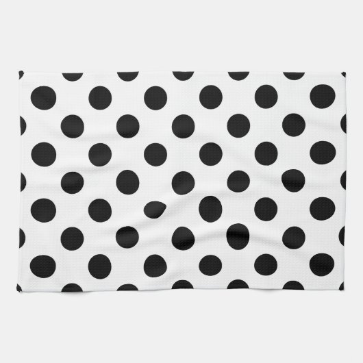 Linge De Cuisine Pois noirs en blanc (Horizontal)