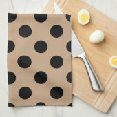 Linge De Cuisine Pois noirs sur beige (Quart Plié)