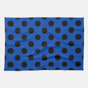Linge De Cuisine Pois noirs sur bleu royal