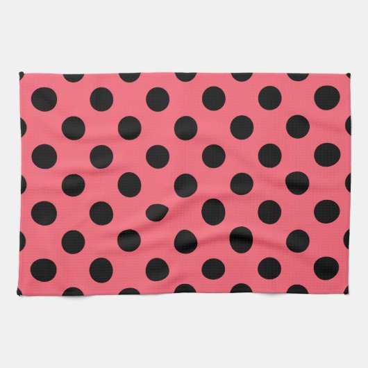 Linge De Cuisine Pois noirs sur corail (Horizontal)
