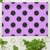 Linge De Cuisine Pois noirs sur lilas (Plié)