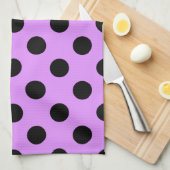 Linge De Cuisine Pois noirs sur lilas (Quart Plié)