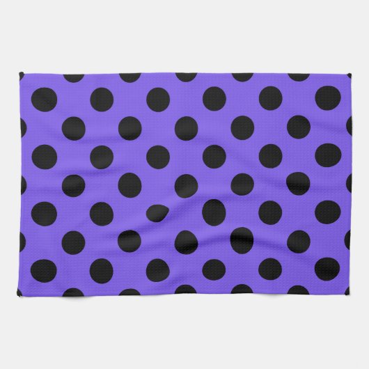 Linge De Cuisine Pois noirs sur perwinkle (Horizontal)