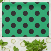 Linge De Cuisine Pois noirs sur vert frais (Plié)