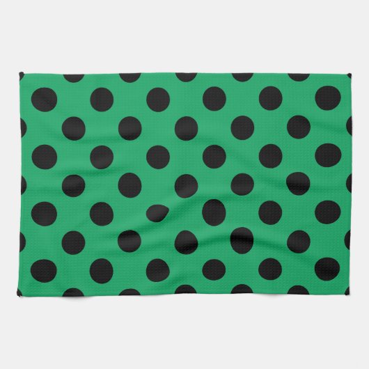 Linge De Cuisine Pois noirs sur vert frais (Horizontal)