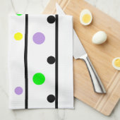 Linge De Cuisine Pois noirs violet jaune vert (Quart Plié)