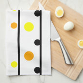 Linge De Cuisine Pois orange jaune noir (Quart Plié)