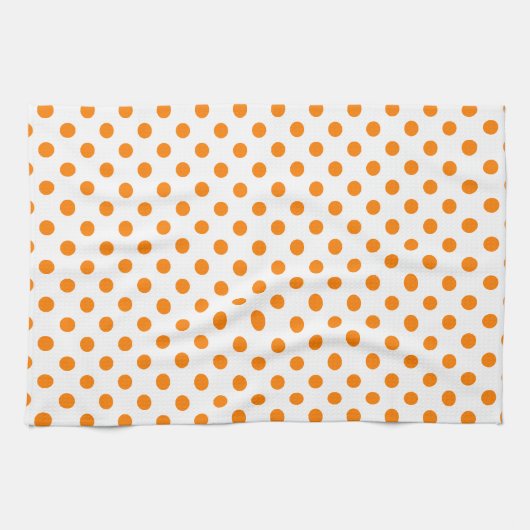 Linge De Cuisine Pois - orange sur le blanc (Horizontal)