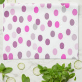 Linge De Cuisine Pois rose classique sur blanc (Plié)