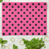 Linge De Cuisine Pois roses et noirs (Plié)