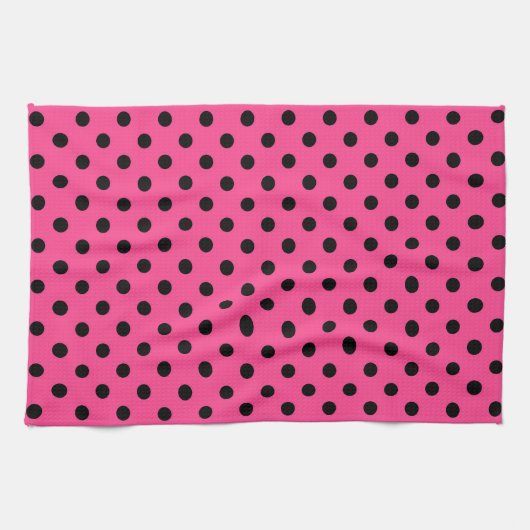 Linge De Cuisine Pois roses et noirs (Horizontal)