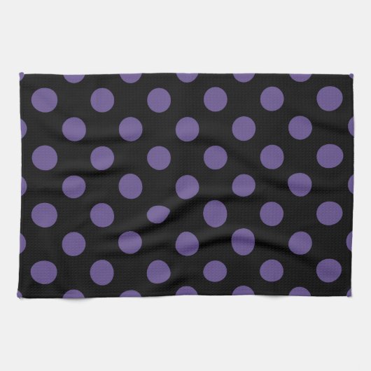 Linge De Cuisine Pois ultra violets en noir (Horizontal)